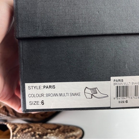 Tony Bianco Booties womens 6 Paris Leather Brown Multi Snake Ankle Shoes - Picture 12 of 14